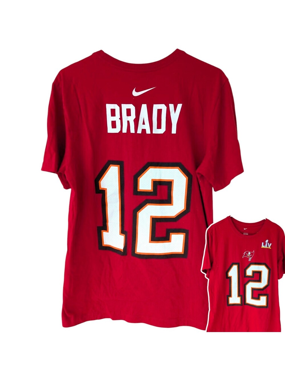 Nike Tom Brady Tampa Bay Buccaneers T-shirt M Super Bowl LIV Jersey Tee 21x28.5